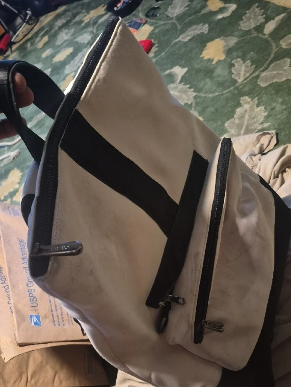 caraa Two-Tone White and Black Men's Backpack